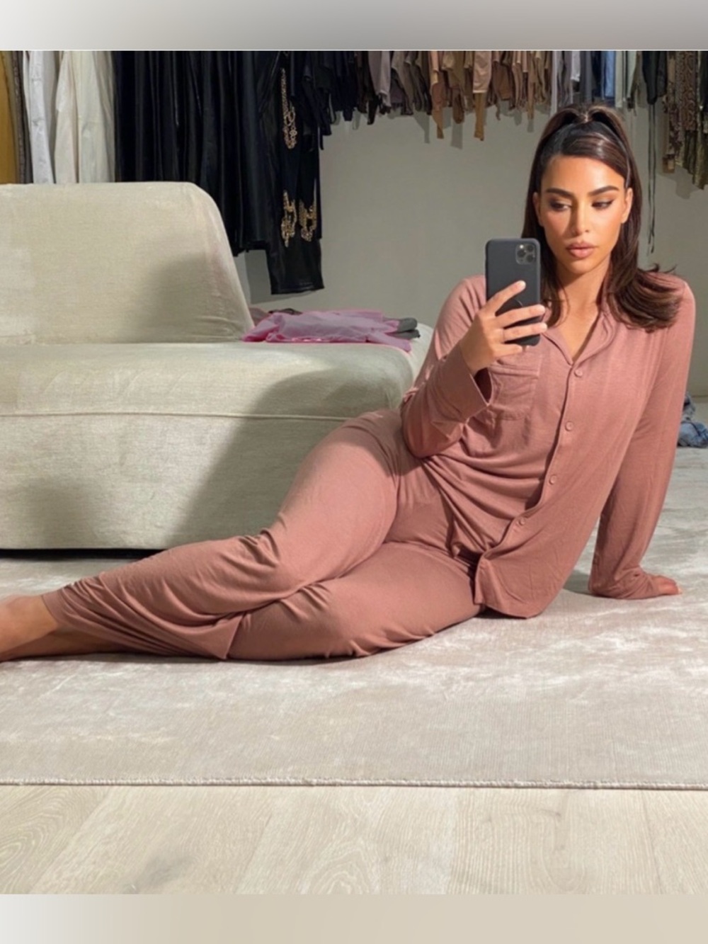 SKIMS 2pc Soft Lounge Set in Sienna